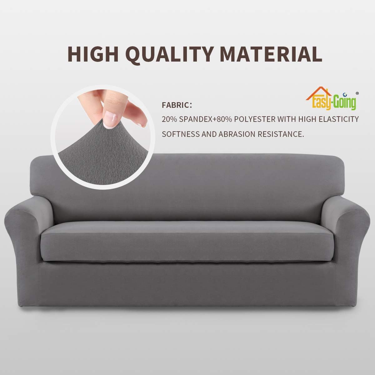 Easy-Going 2 Pieces Microfiber Stretch Sofa Slipcover – Spandex Soft Fitted Sofa Couch Cover, Washable Furniture Protector with Elastic Bottom for Kids,Pet (Oversized Sofa, Light Gray): Kitchen & Dining