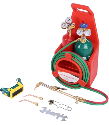 Oxyacetylene Welding & Cutting Torch Kit - Heavy Duty Brass Torch With Regulators, Tanks, Goggles, Tools