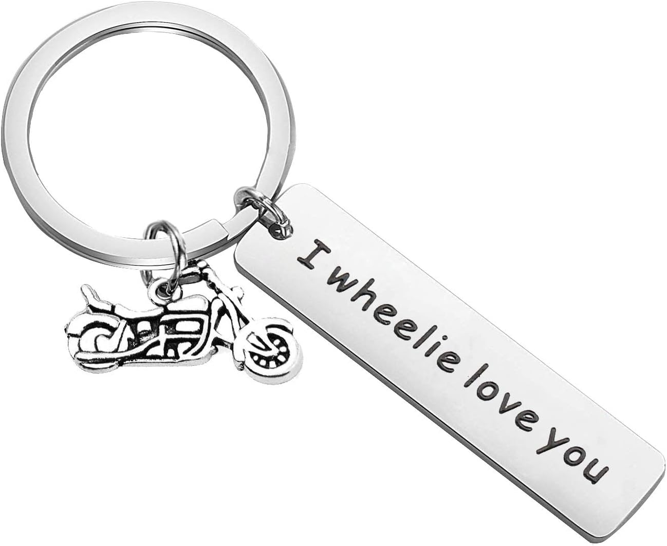 PLITIMotorcycle Biker Rider Keychain I Wheelie Love You Motorcycle Lover Couple Gift Husband Boyfriend