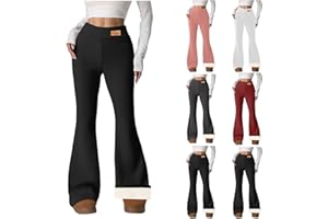 Fleece Lined Leggings Women 2025 Winter Fashion High Waisted Flare Leggings Casual Plus Size Thick Warm Fleece Pants