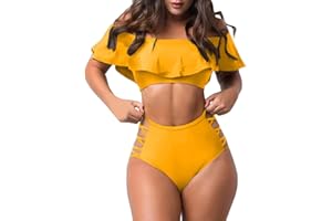ABOUTYES Tankini Swimsuits for Women Tummy Control Ruffle Tube Tops Two Piece Bathing Suits Athletic Swimwear Swimsuits