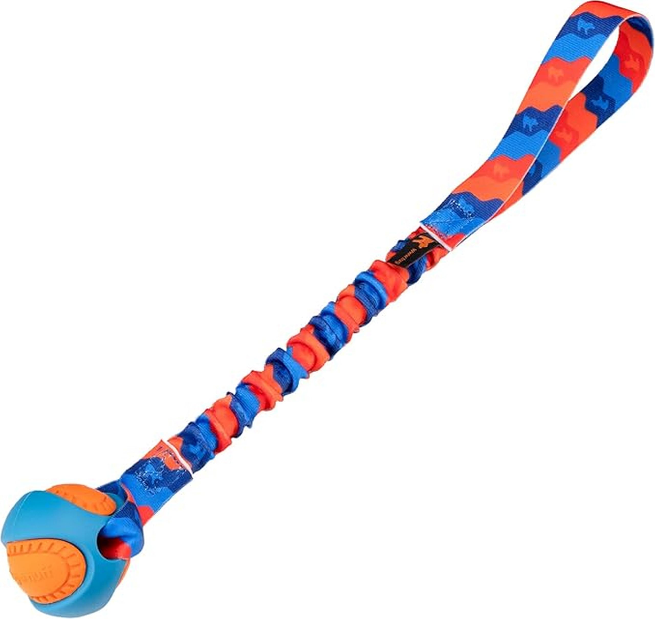 Tug-E-Nuff PowerBall Bungee Tug (Orange Pattern), Durable Fetch & Tug of War Tough Dog Toys with Rubber Dog Ball, Strong Interactive Toys for Training Small, Medium, Large Dogs, 43 cm