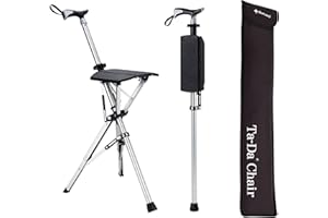 STEP2GOLD Ta-Da Chair, Portable Trekking Hiking Pole, Folding Walking Stick with Seat, Walking Cane with Chair, Foldable Chair, Lightweight Aluminum, Easy Carry and Storage, Anti-Slip