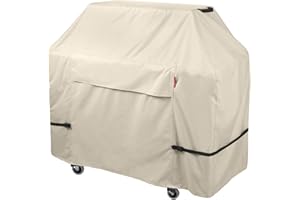 Porch Shield 62W x 24D x 48H inch Premium Gas Grill Cover Up to 60 inch, Waterproof and Fade Resistant 600D BBQ Covers for Weber, Brinkmann, Char-Broil and More, Light Tan
