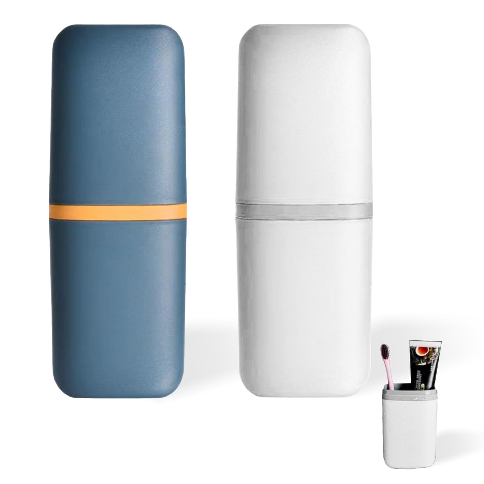 2 PCS Toothbrush Case, Toothbrush Travel Case, Travel Toothbrush Holder, Portable Pp Seal Cover Toothpaste Storage Container Cup for Home School Camping Business Trip Bathroom