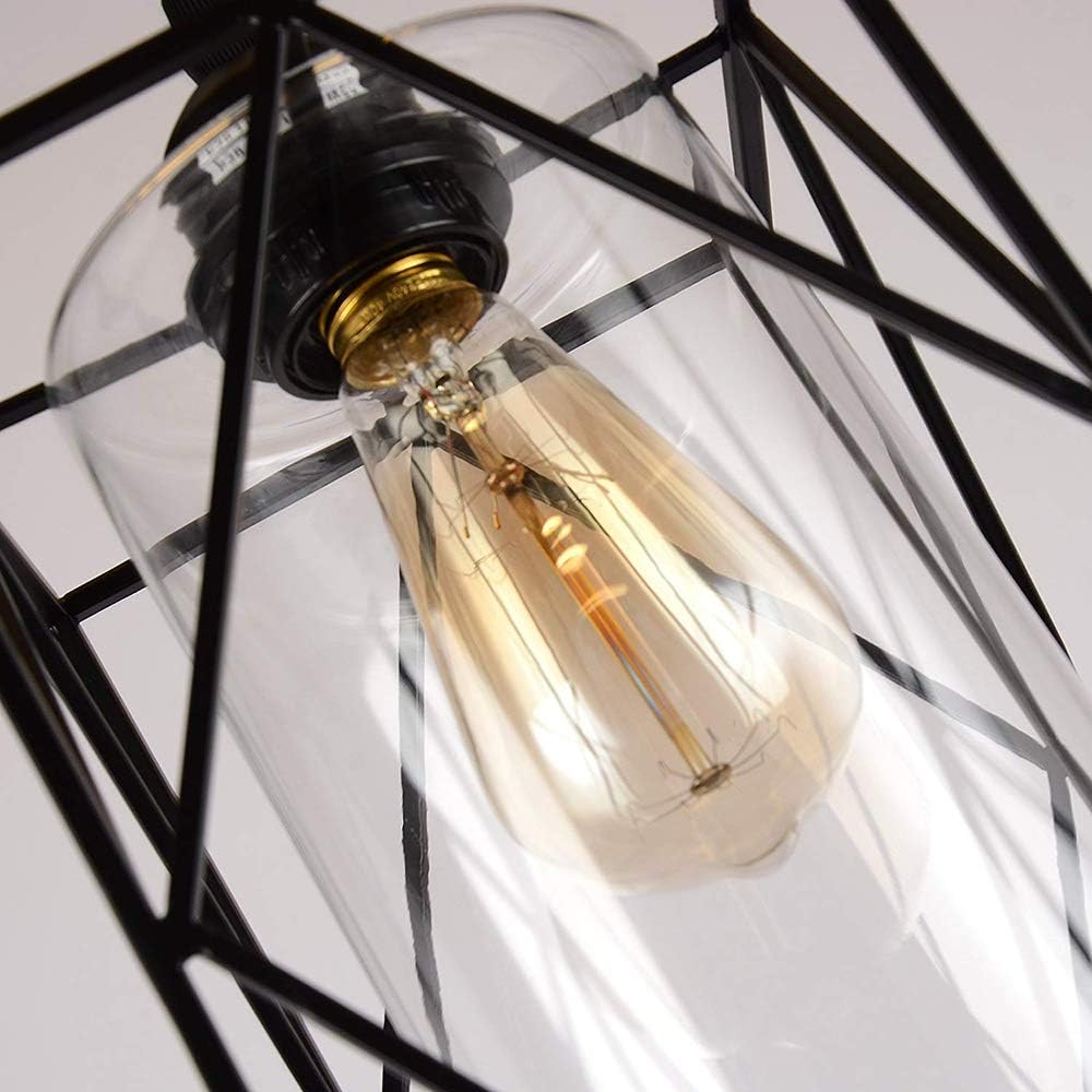 HMVPL Adjustable Pendant Lighting Fixture, Modern Iron Industrial Mini Swag Hanging Lamps with Glass Shade for Kitchen Island Bedroom Hallway Bar Living Room - - 