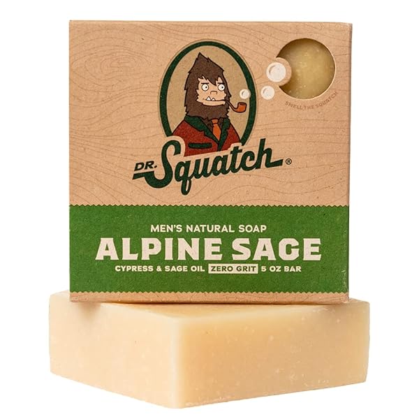 DR. SQUATCH ALL NATURAL BAR SOAP FOR MEN WITH ZERO GRIT, ALPINE SAGE