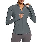 VUTRU Women's Zip Up Cropped Workout Jacket Super Slim Fit Yoga Jackets Lightweight Running Athletic Jacket with Thumb Holes