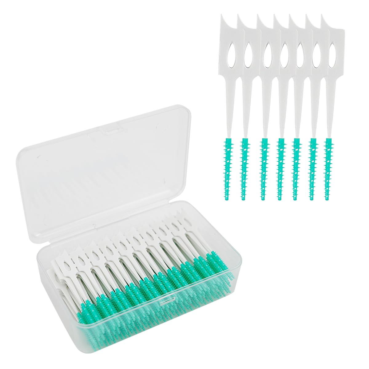 ZJIVQO 160Pcs Silic Interdental Soft Gum Brushes Dental Toothpicks Green Tooth Floss Picks Dental Toothpicks Braces Oral Cleaning Tooth Clean Tool
