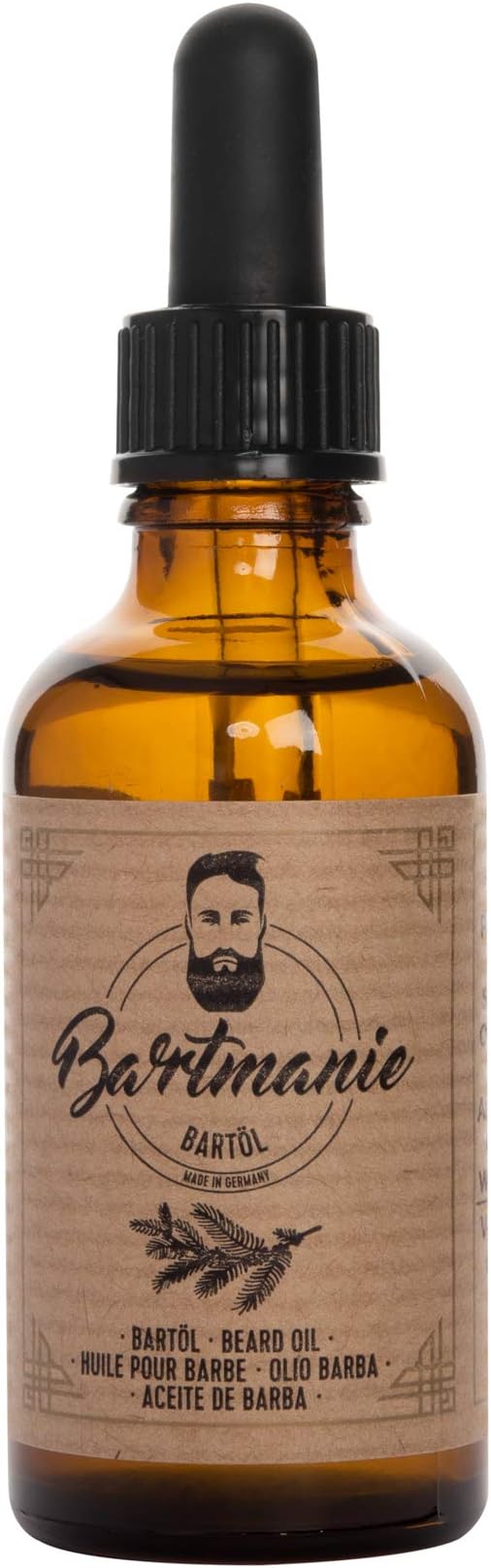 Bartmanie Beard Oil for Men (50ml), Beard Care Oil with Cedarwood Scent for Healthy Beard-Growth & Soft Beard, Anti-Itch & Sensitive Skin, Vegan & Animal Testing-Free, Made in Germany