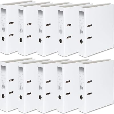 Office Centre 10 x White A4 75mm Lever Arch Files 2mm Cardboard 32cm