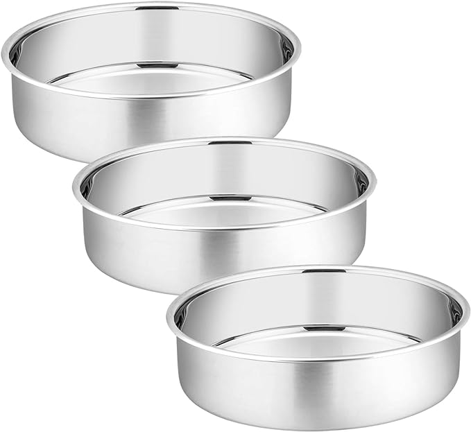 6 Inch Round Cake Pan, P&P CHEF 3Pieces Stainless Steel