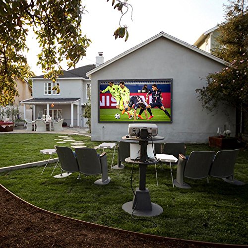 JIAQUAN 100" Outdoor Projector Screen，16:9 HD Foldable Anti-Crease Portable Outdoor Indoor Front Movies Screen for Home Theater Support Camping and Recreational Events Double Sided Projection - Thumbnail 4