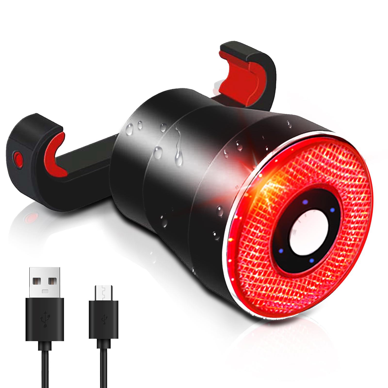 EBUYFIRE ultra Bright Smart Bike Tail Light,USB Rechargeable Brake Sensing Bicycle Light,High Intensity Rear LED Accessories Fits On Any Road Bikes.Easy to Install for Cycling Safety Taillights