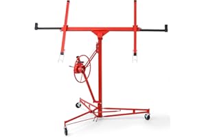 Rovibek Drywall Lift 11 FT, Drywall Jack Lift for Ceiling, 360° Adjustable Drywall Panel Hoist, 150LBS Heavy Duty Drywall Lifter, Foldable Sheetrock Lift, Drywall Lift for Home Improvement (Red)