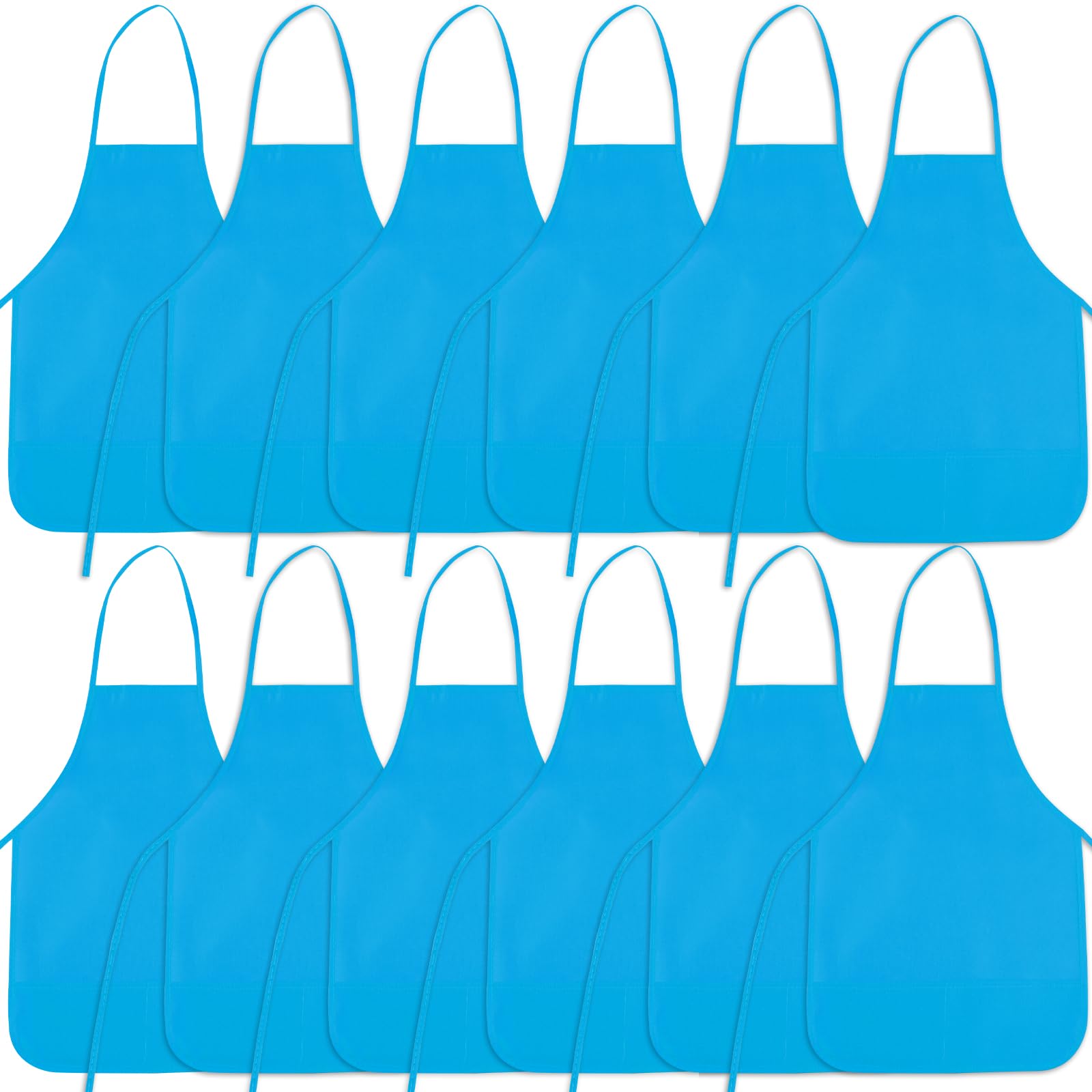 BOUBONI Kids Painting Aprons Kids Art Aprons with 2 Roomy Pockets Kids Aprons for Art Painting Activity Kitchen Crafts (12, Light Blue)