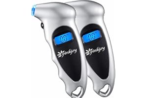 PINKJOY Digital Tire Pressure Gauge 2 Pack 150 PSI, 4 Settings, Tire Gauge for Car, Truck, Motorcycle, Bicycle with Backlit LCD and Non-Slip Grip (Silver)