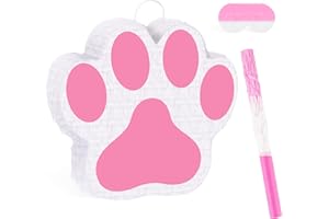 ATILOY Small Dog Paw Pinata Puppy Pinata with Stick & Hanging Loop Animal Themed Birthday Decor for Puppy Birthday Party Supplies Girls Boys Baby Shower