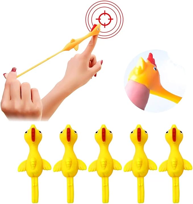 5/10PCS Funny Toys Sticky Flying Rubber Chicken Finger Stretchy