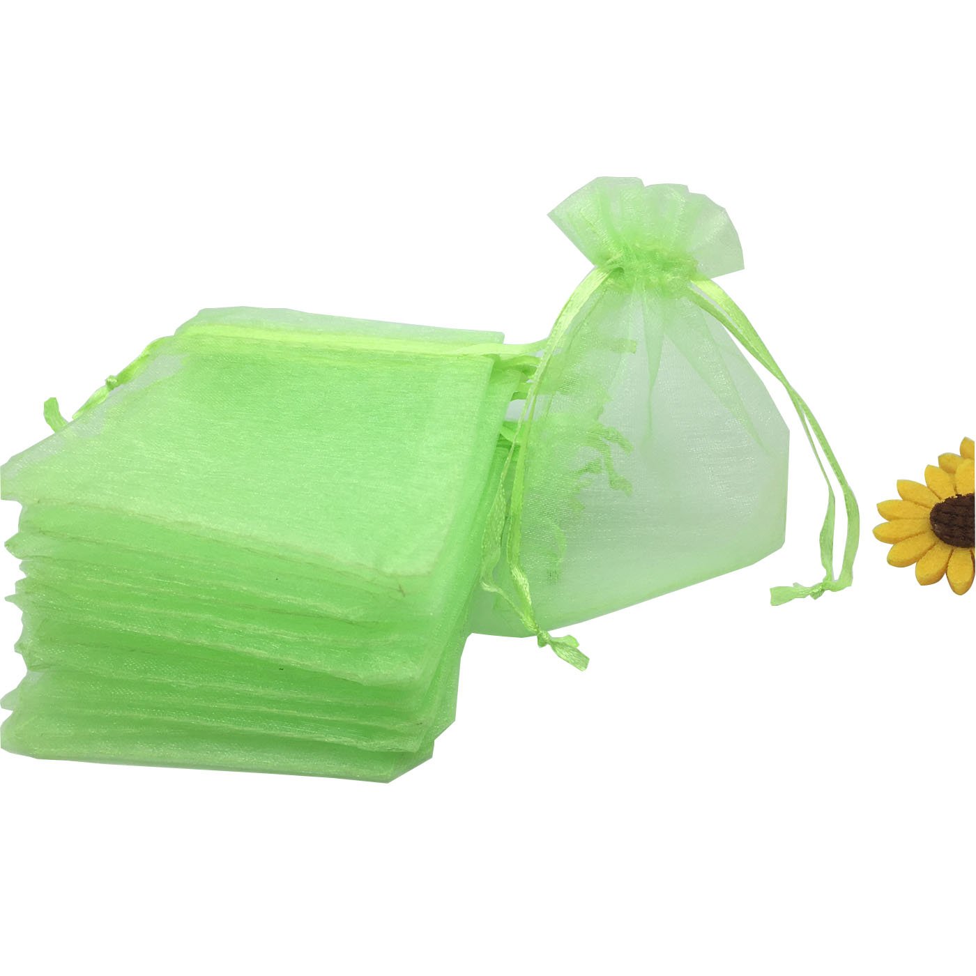 ANSLEY SHOP YIJUE 100pcs 4x6 Inches Drawstrings Organza Gift Candy Bags Wedding Favors Bags (Green)