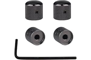 YiJunHui 4Pcs Metal Guitar Knobs for Fender Telecaster & Gibson Les Paul, Volume Tone Control Knobs with Allen Keys & Screws - Chrome-Plated Replacement Parts for Electric Bass & Guitars (Black)