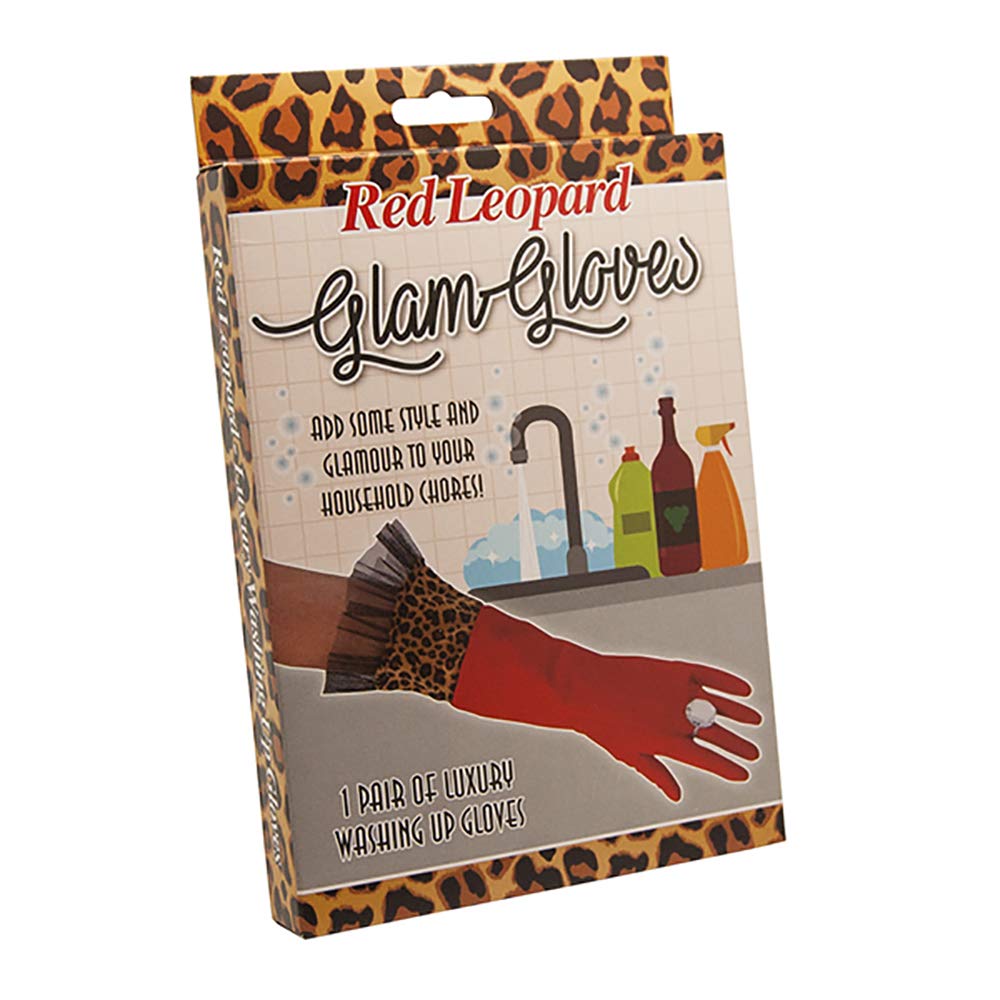 Diabolical Gifts DP0988 Red Leopard Washing Up Gloves