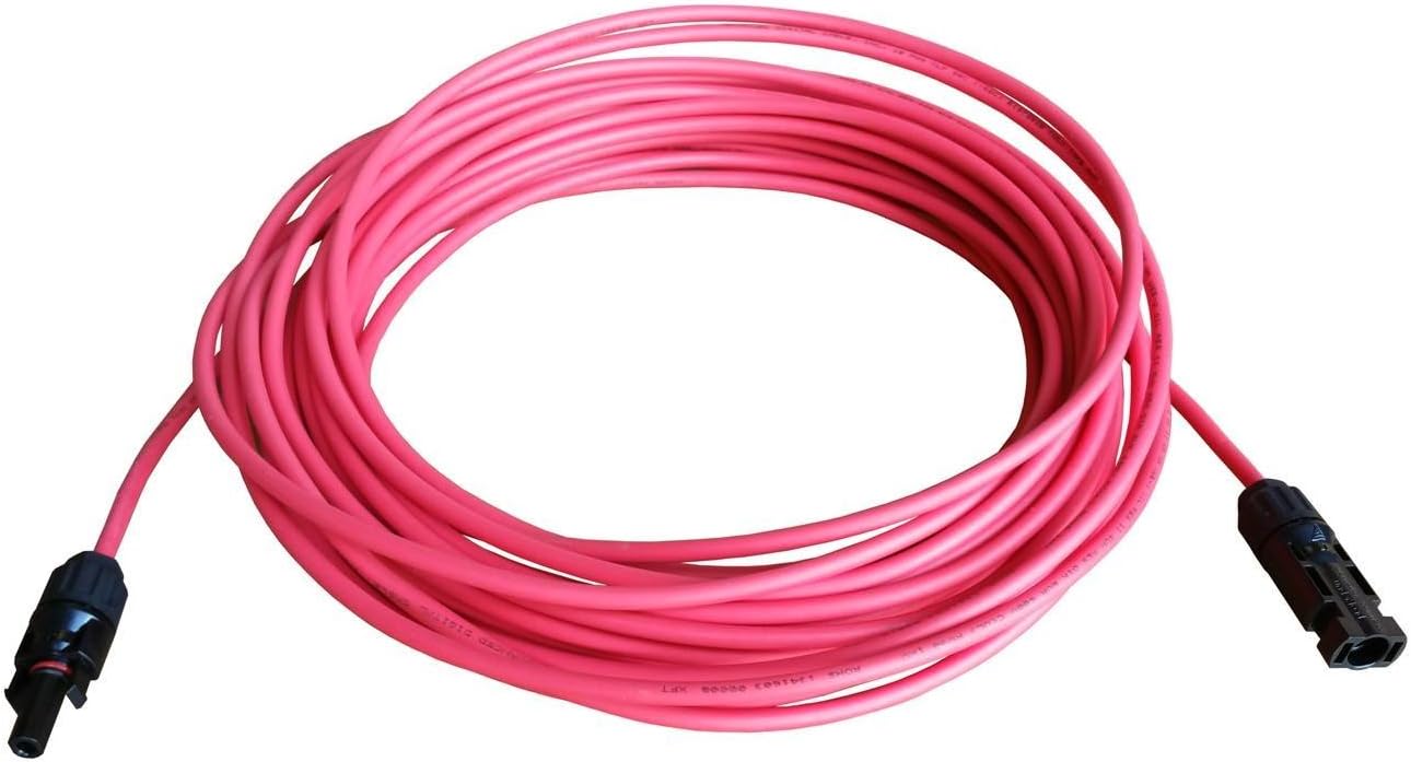WindyNation 10 Gauge 10 AWG One Pair 20 Feet Black + 20 Feet Red Solar Panel Extension Cable Wire Solar Connectors: Garden & Outdoor
