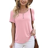 Feiersi Women's Summer Floral Tunic Tops Casual Blouse Short Sleeve Buttons Up T-Shirts