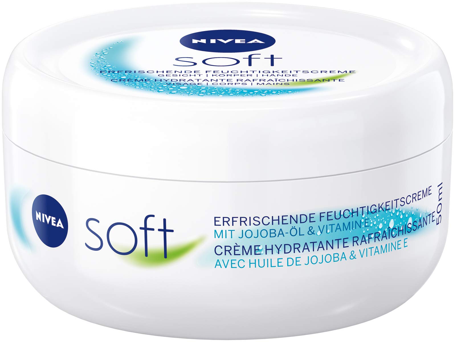 NIVEA Soft Refreshing Moisturising Cream (50 ml), Nourishing Soft Cream with Vitamin E and Jojoba Oil, Fast Absorbing Skin Cream