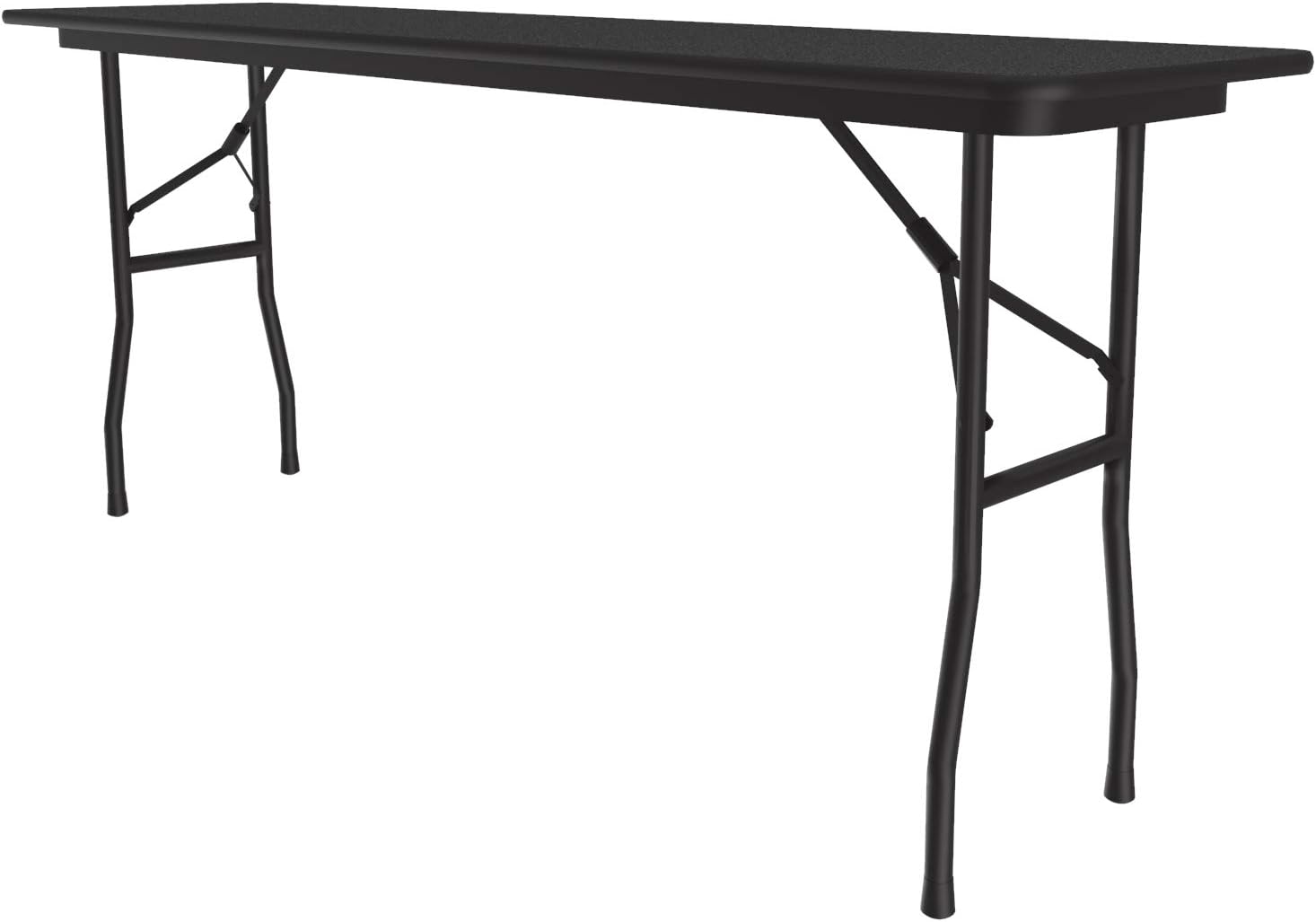 Correll 18"x60" Commercial Duty Folding Table, Black Granite Melamine Top, 5/8" Thick Core, Made in USA, Portable, Strong Steel Apron (CF1860M-07)