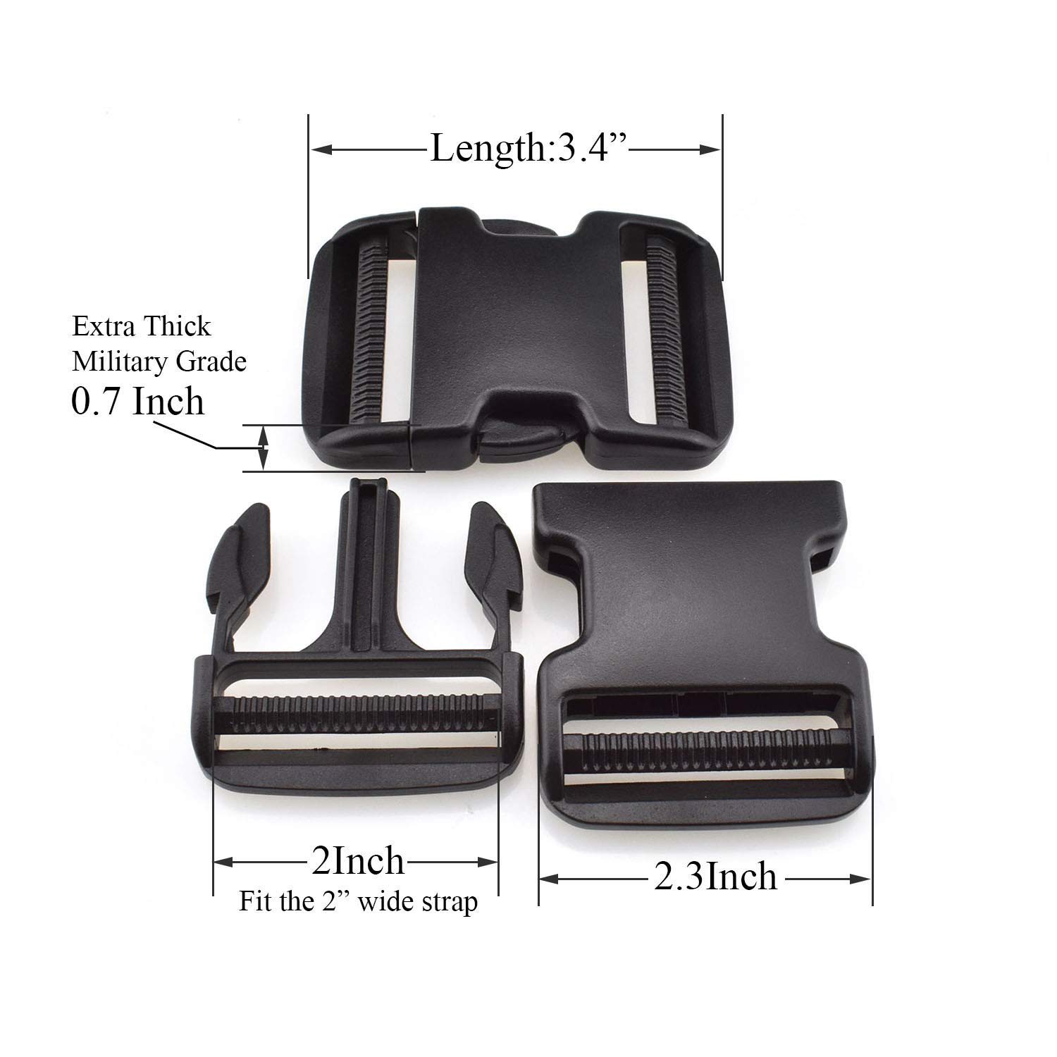 Buckles Home SGH Pro Extra Thick Military Grade Dual Adjustable Quick Side Release Buckles 2