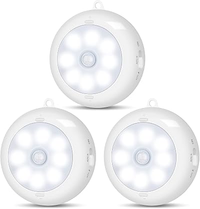 BLS Motion Sensor Light Indoor 3 Pack AA Battery Powered 150 Lumen