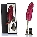 VANGOAL Vintage Carving Feather Pen Set, Glittering