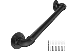 PNBO Wall Handrail 2FT/60CM,Industrial Staircase Railing 1.25 Inch Tube Diameter,Galvanized Pipe Handrails for Indoor Stairs with Wall Mount Support,for Wall Mounted Stairway Handrail