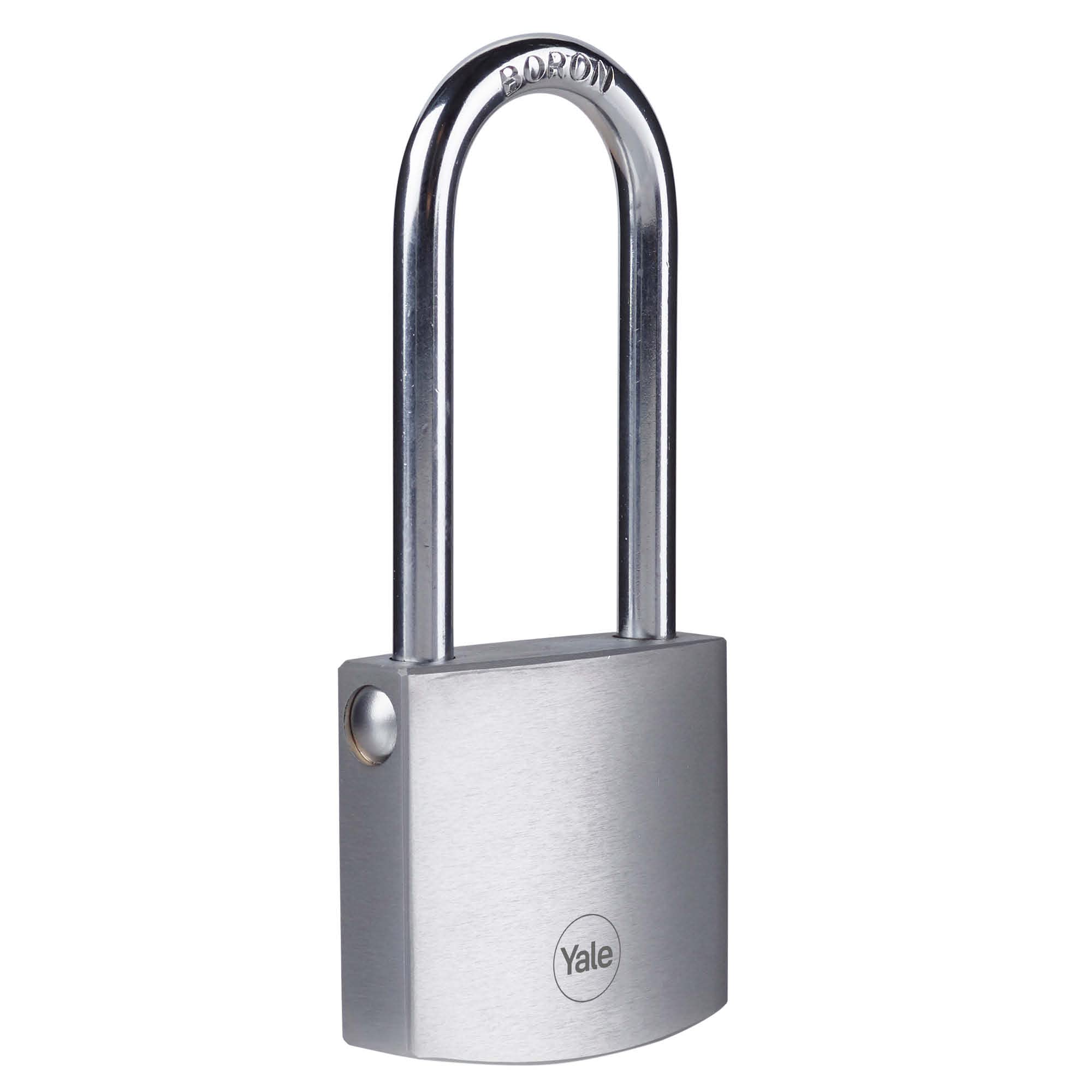 Yale High Security Brass Padlock with Chrome Finish Y120B/50/163/1 Body 50mm Long Shackle Boron Hardened Steel 3 Keys