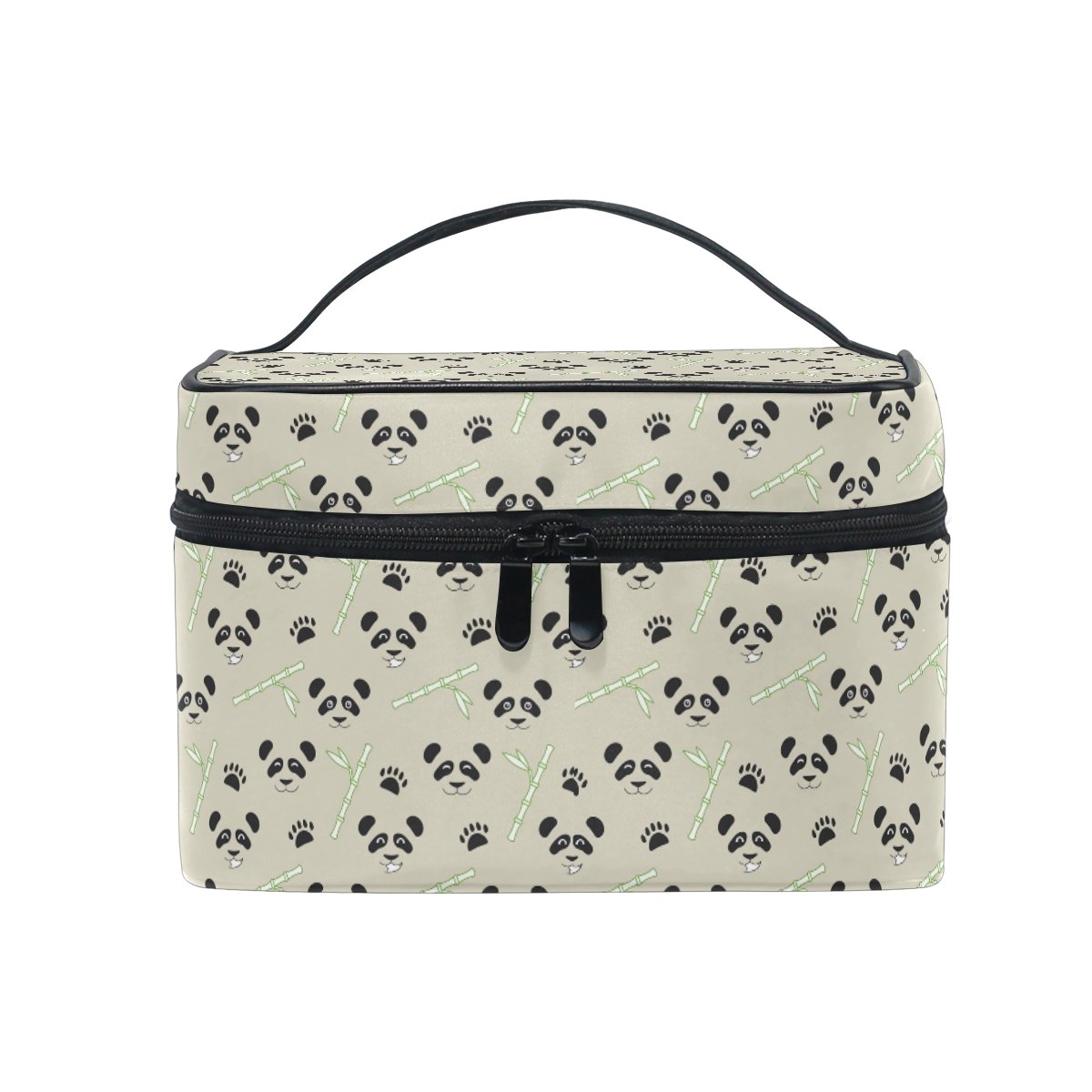 Makeup Bag, Cute Panda Print Cosmetic Toiletry Storage Organiser Case Large Travel Handle Personalised Pouch with Compartments for Teenage Girl Women Lady