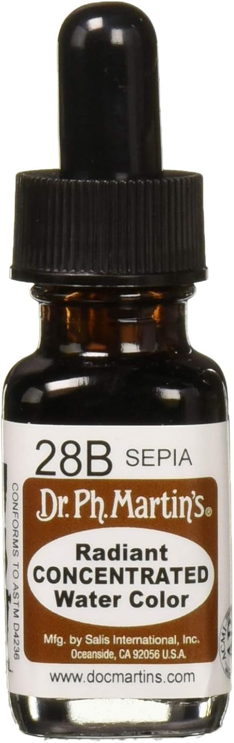 Dr. Ph. Martin's Radiant Concentrated Water Color, 0.5 oz, Sepia (28B), 1 ml (Pack of 1)