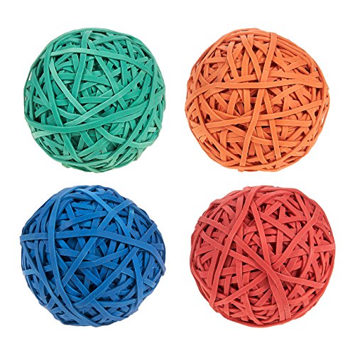 Juvale Set of 4 Colorful Rubber Band Balls - Elastic Rubber Bands Pack, Rubber Band Balls for DIY, Arts and Crafts, Document Organizing, Green, Blue, Orange, Red
