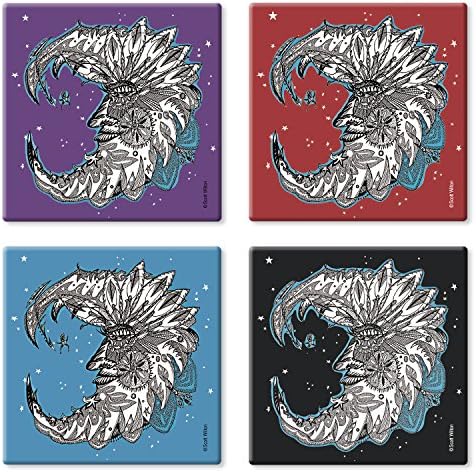 Celestial Moon Absorbent Stone Coasters Set of 4