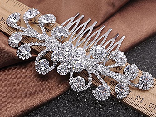 Alilang Elegant Daisy Flower Burst Clear Bridal Crystal Rhinestone Head Piece Hair Comb
