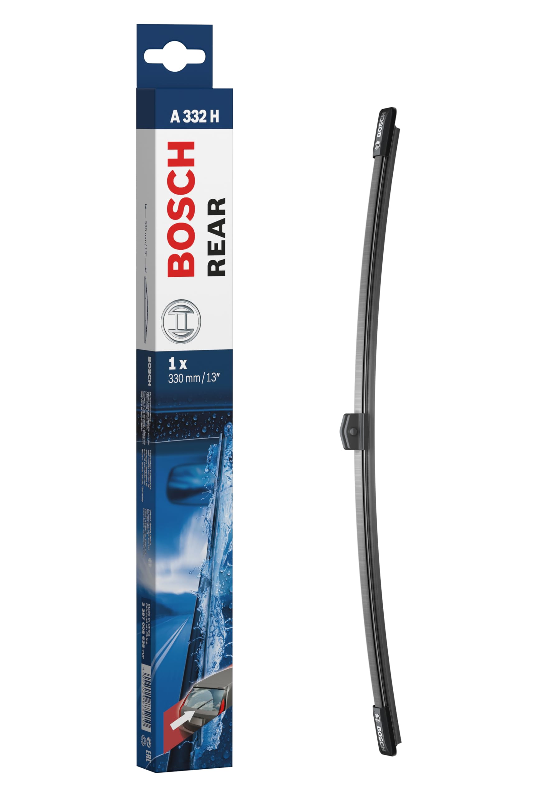 Bosch Rear Wiper A 332 H - Excellent Cleaning Performance - Replacement Blade for Back Windscreen - 1 Blade, 330mm