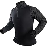 Men's Tactical Combat Shirt, Lightweight Long Sleeve Military BDU Shirts Paintball Airsoft Top with Zipper