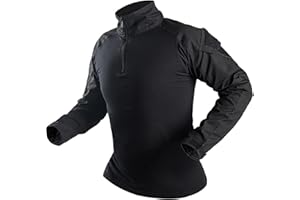 YKS JOOB Men's Camo Tactical Combat Shirt, Lightweight Long Sleeve Military BDU Shirts Paintball Airsoft Top with Zipper