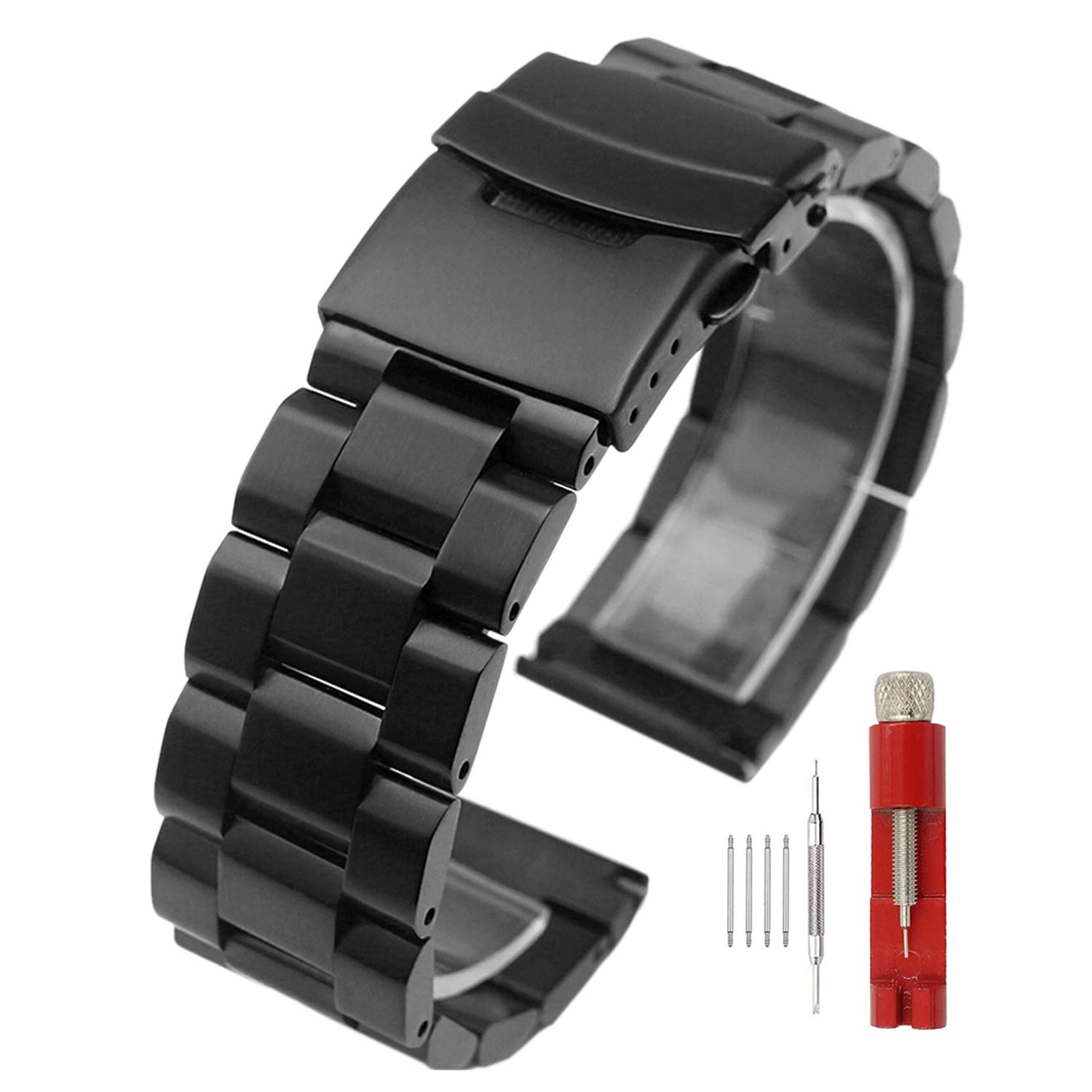 Black Stainless Steel Watch Bands Brushed Finish Watch Strap 18mm/20mm