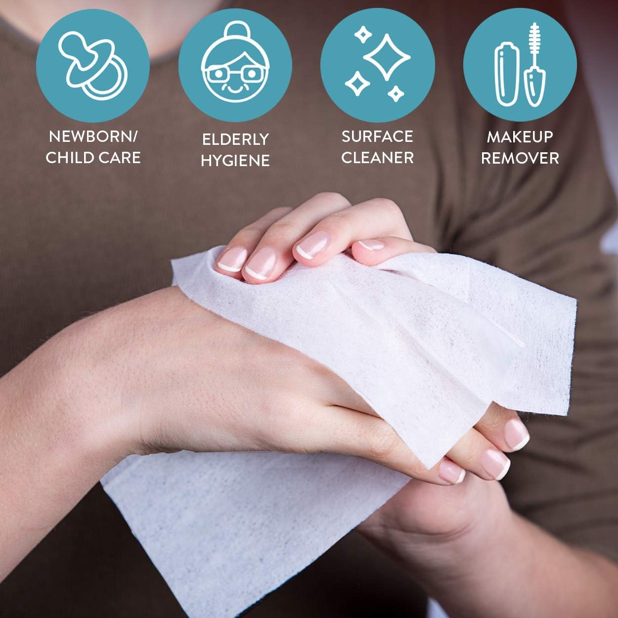 Care Touch Disposable Dry Wipes - 200 Count (4 Packs of 50) - Baby, Incontinence, Seniors, Surface Cleaning - 10" x 13" Absorbent Cleansing Cloths - Ultra Soft and Gentle: Health & Personal Care