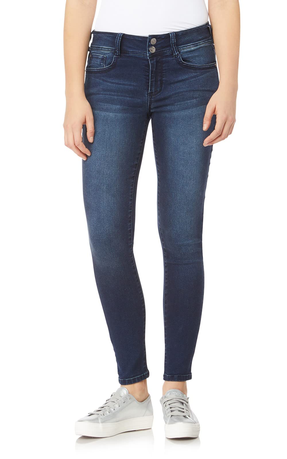 Photo 1 of ***TORN*** WallFlower Women's Ultra Skinny Mid-Rise Insta Soft Juniors Jeans (Standard and Plus), Shannon, 13