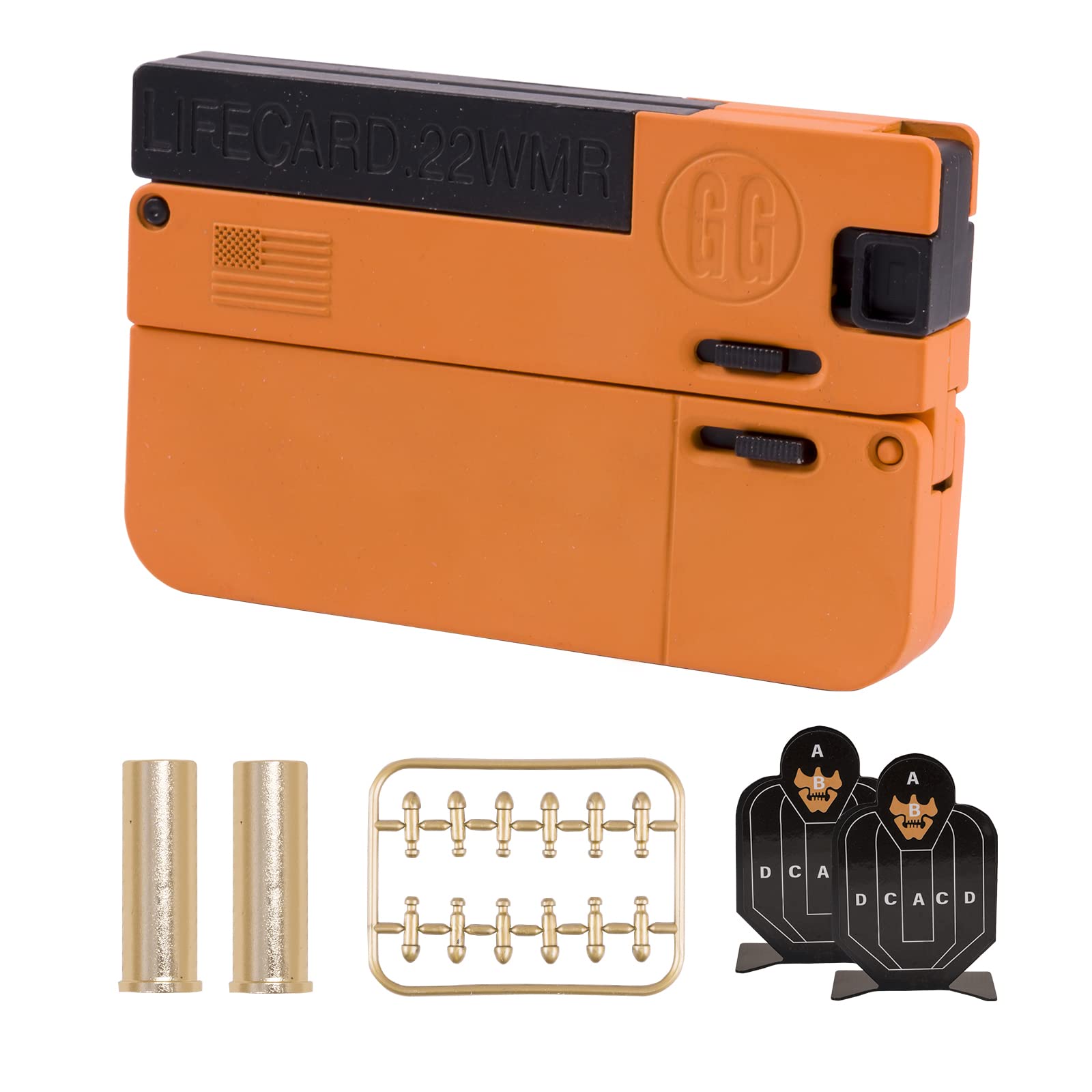 Photo 1 of FESVASDEE Life Card Toy Pistol Foldable Blaster Transforming Toys Shooting Gun Darts Guns Set for 5 6 7 8 Year Old Boys Gift Orange