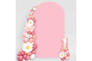 Showgeous 7.2FT Arch Backdrop Cover Pink Wedding Arch Cover Spandex Fitted Arch Cover for Round Top Backdrop Stand Covers for Wedding Birthday Party Baby Shower Banquet Decoration