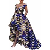 iooiooi African Dresses for Women Party Robe Plus Size Print Dashiki Dinner Dress
