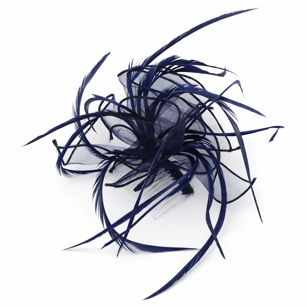 Arranview Jewellery Navy blue fabric fascinator on comb